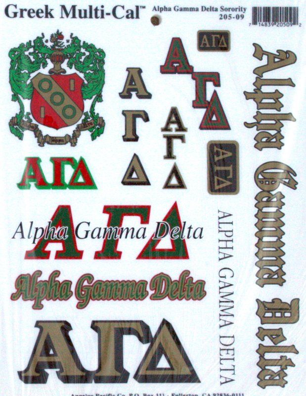 NEW Alpha Gamma Delta Multi Sticker Pack   Super Deal  