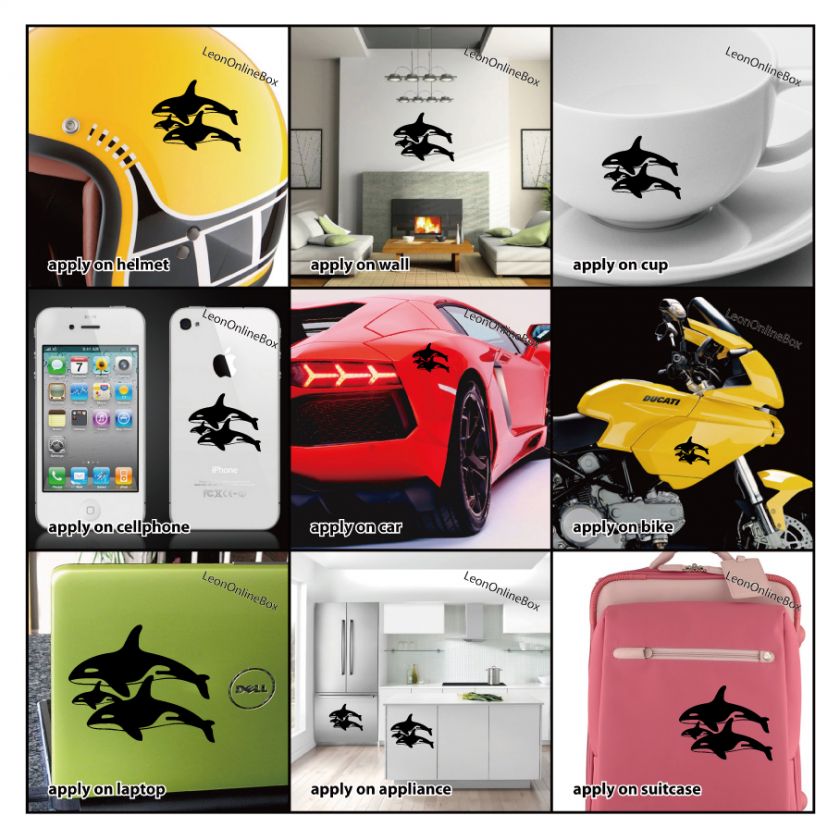 Killer Whale Family   Animal Decal Vinyl Car Wall Laptop Cellphone 