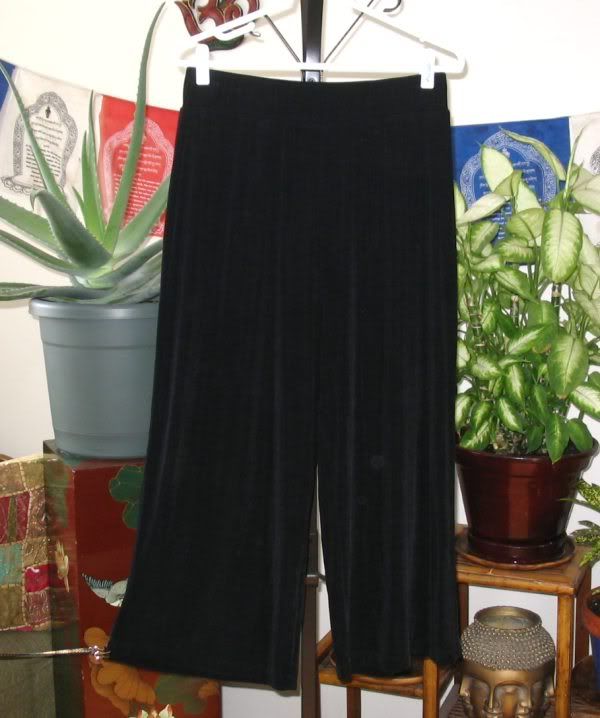 CITIKNITS Black Stretch Slinky Travel Knit Cropped Pants 1X  