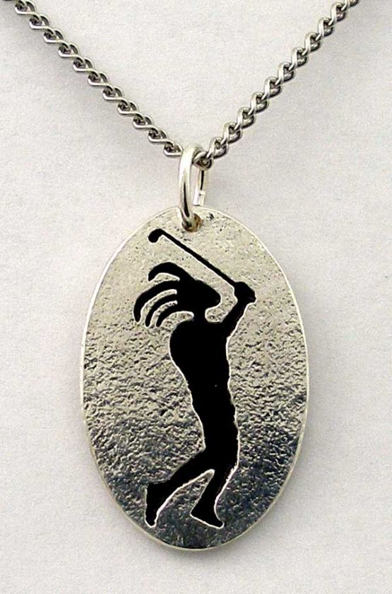 Kokopelli Golfing Necklace, Golf Jewelry, Club, Swing  