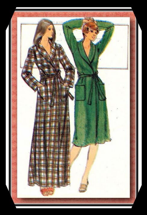 Butterick 5165 ~ 70s Vintage FRONT WRAP ROBE Pattern~TIMELESS STYLE 