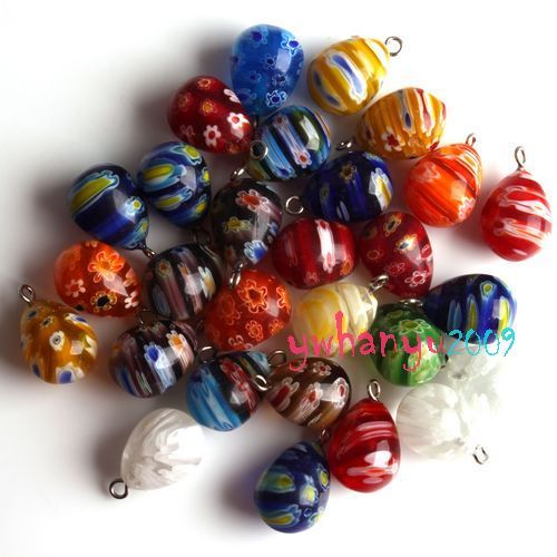 60pcs Wholesale Millefiori Glass TEAR Pendant 19mm G550  