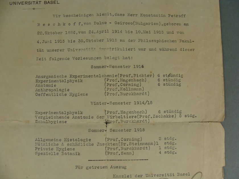 1915 ANTIQUE GERMAN MEDICAL UNIVERSITY BASEL BOOK PAPER DIPLOMA 