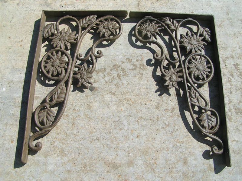 Iron Brackets Kitchen Island Corbels or Shelf Braces Sunflower  