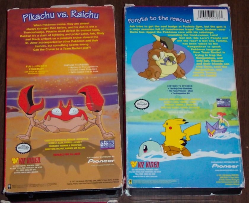 POKEMON vhs Thunder Shock, Great Race, Primeape, +  