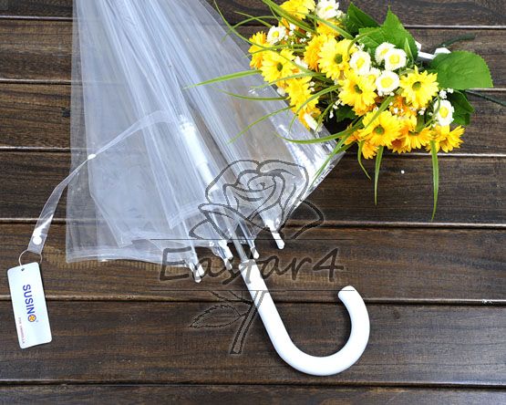 New Fashion Full Transparent dome J handle Manual Opening Sun Umbrella 