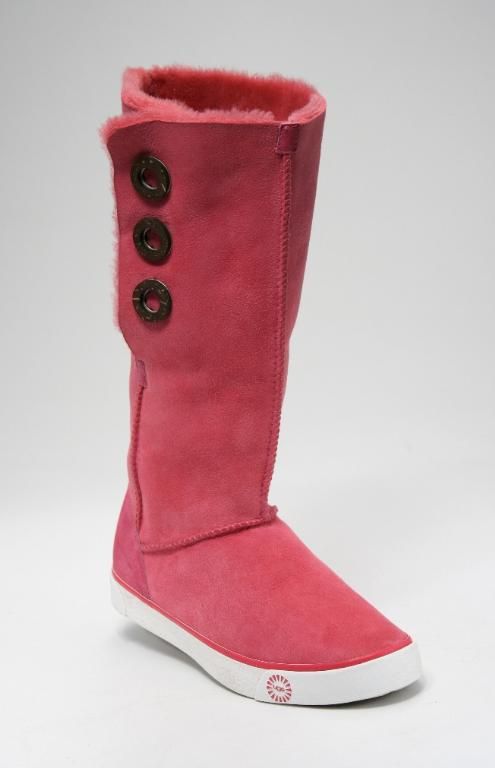 UGG Skye Bailey Button Triplet Delaine Womens Pink Sheepskin Boot Size 