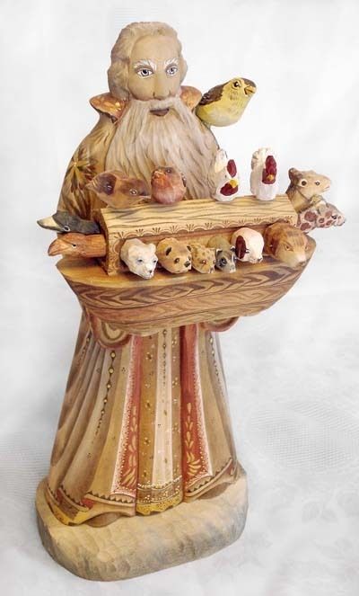 Noah’s Ark** Russian carved Christmas decoration  