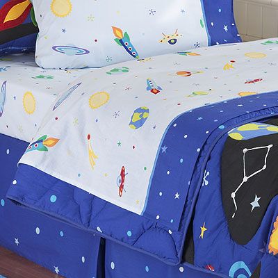 ROCKET SHIP UFO STAR SPACE WALKER TWIN DUVET ENSEMBLE  