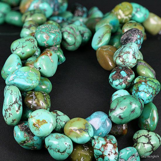 Natural Hubei Turquoise Nugget Beads  