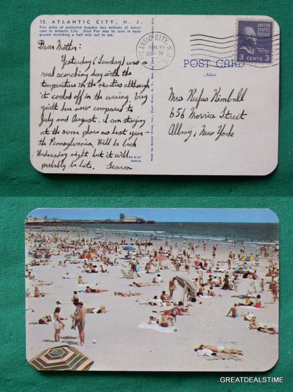 ATLANTIC CITY NJ BEACH STEEL PIER 1958 VINTAGE POSTCARD  