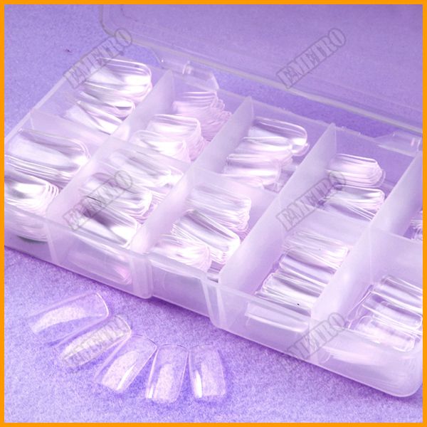 500 UÑAS POSTIZAS FALSA FULL TIPS TRANSPARENTE + CAJA  