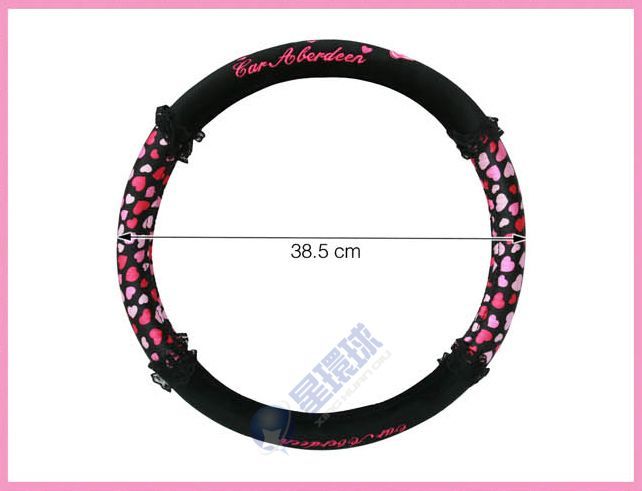 Hello Kitty Black dream Lace Pink Dot Car Steering Wheel Holder 