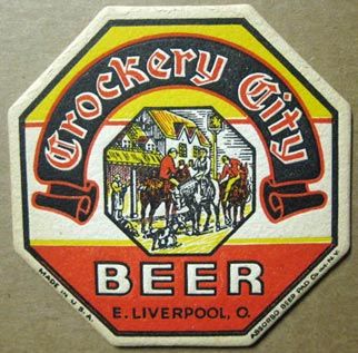 CROCKERY CITY BEER 1930s COASTER, East Liverpool, OHIO  