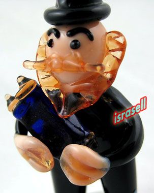 JEWISH RABBI GLASS FIGURINE Torah Scroll statue figure  