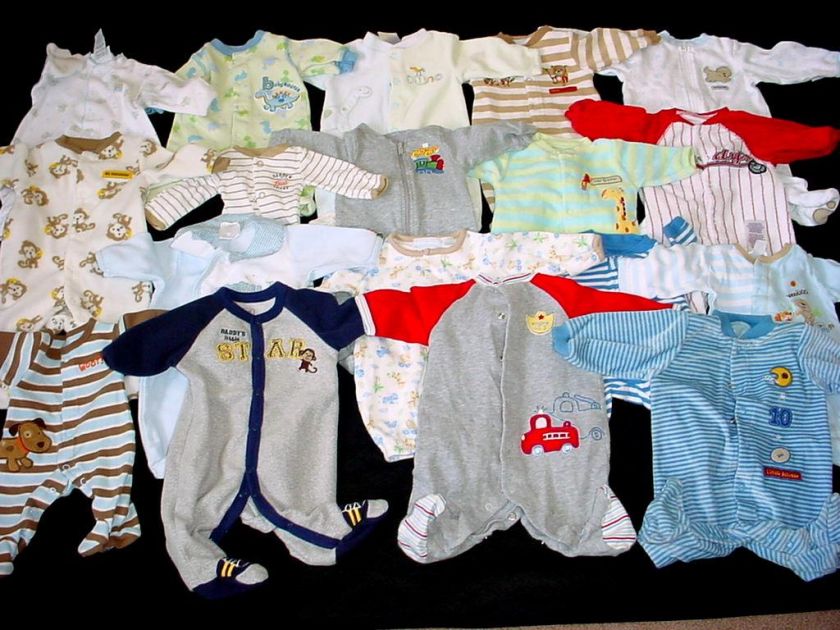 USED BABY BOY SLEEPWEAR PREEMIE & newborn NB SLEEPERS or OUTFIT 