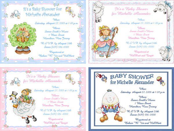 10 Nursery Rhyme Designs Personalized Baby Shower Invitations w 