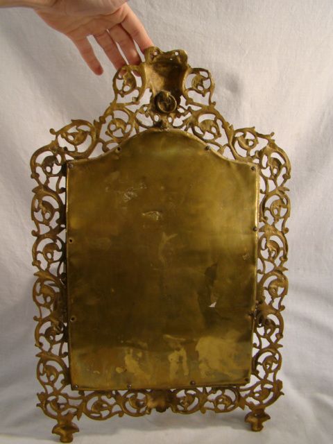 Antique VICTORIAN Wine GOD Figural BACCHUS Bust BRASS Dionysus MIRROR 