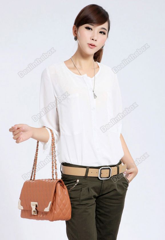 Hotsale Fashion New Simple Basic Sheer Chiffon T Shirt Blouse With 