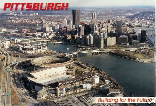   Steelers Heinz Field, Pirates PNC Park, Three Rivers Stadium Postcard