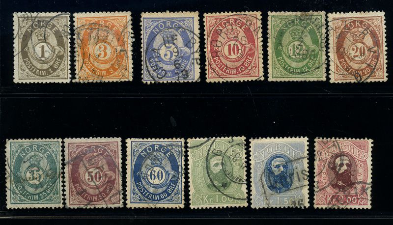 NORWAY STAMPS SCOTT #22 34 USED CV $318.25  