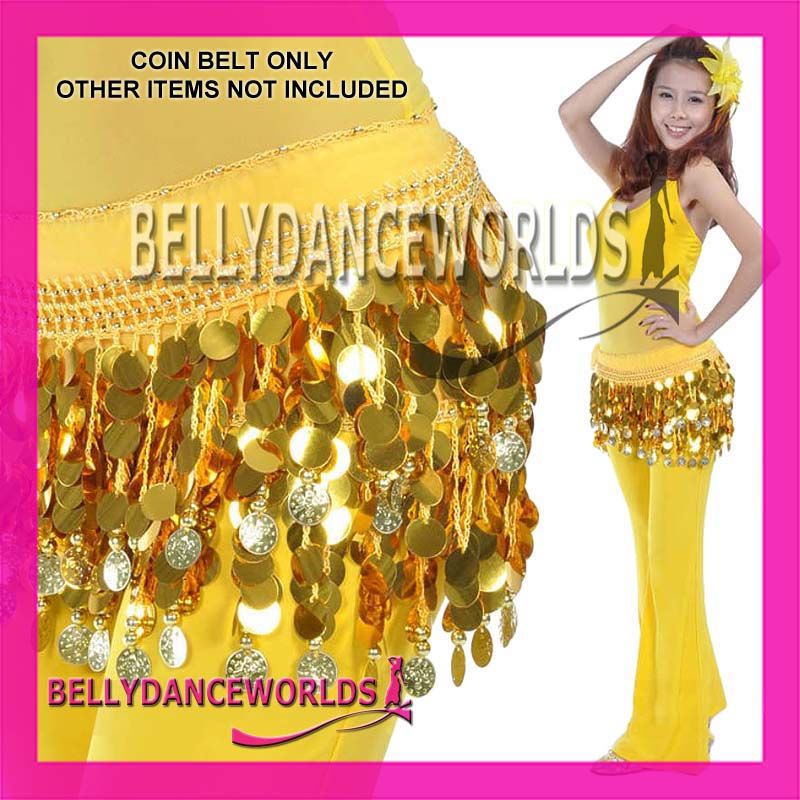 12 BELLY DANCE HIP SCARF SKIRT WRAP GOLD COIN WHOLESALE  