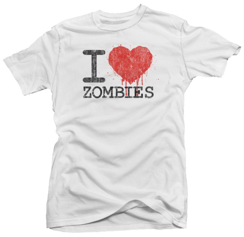 Love Zombies Heart Dead Shaun Funny Retro New T shirt  