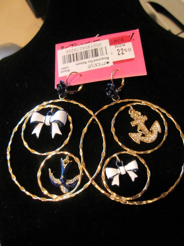 BETSEY JOHNSON IN THE NAVY HOOP EARRING ANCHOR BIRD,BOW  