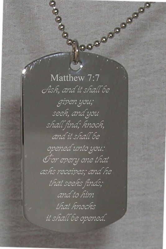 Matthew Bible Verse Text Engraved Dog Tag Gospel  