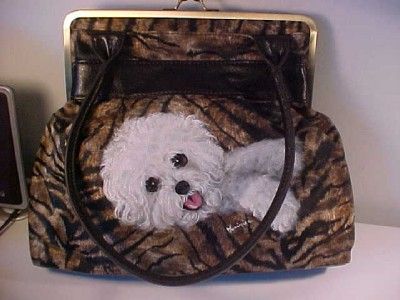 BICHON FRISE RELAXING HANDPAINTED PURSE  