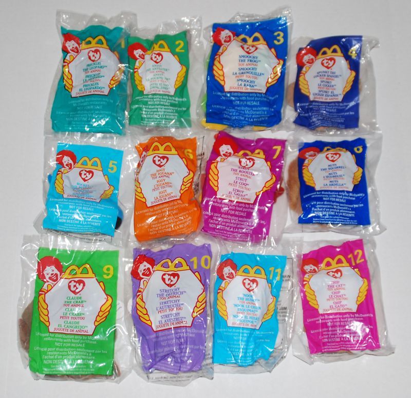 Complete 12 McDonalds Teenie Beanie Animals 1999 New  