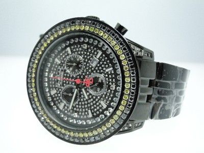 JOE RODEO/JOJO 2 ROW CANARY/BLACK DIAMOND WATCH 6.5 CT  