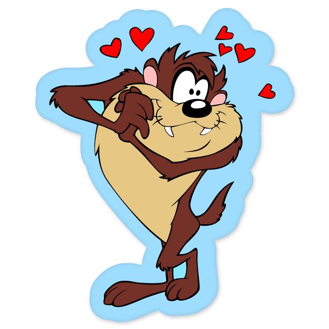 TAZ Tasmanian Devil in love car bumper sticker 4 x 5  