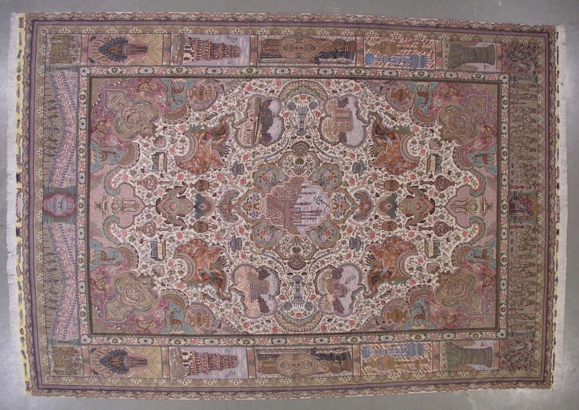 10x14 SIGNED WOOL SILK PERSIAN TABRIZ RUG 70RAJ 600KPSI  