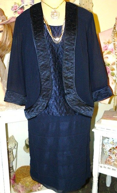 MOTHER OF THE BRIDE Chic BLACK Party DRESS JACKET SET 12  