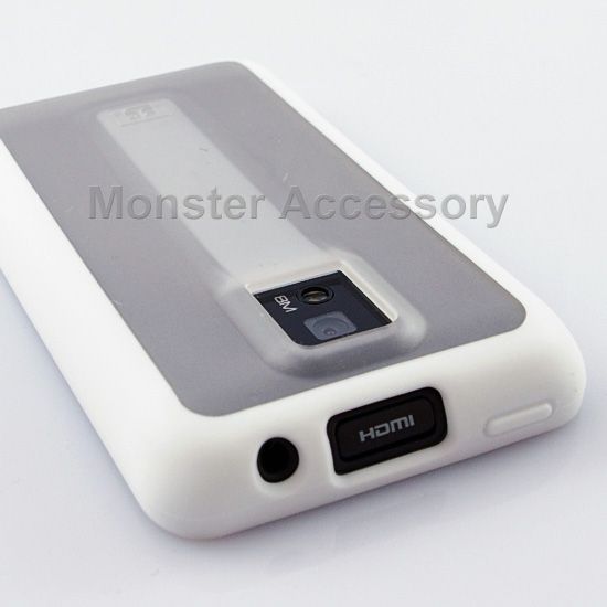 White Softgrip Gel Hard Cover Case for LG G2x T Mobile  