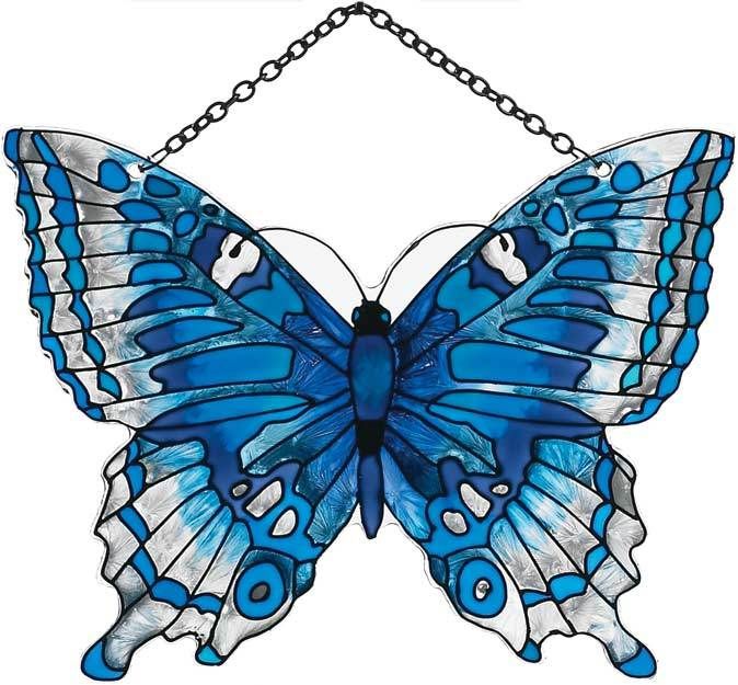 Blue Butterfly SUNCATCHER Stained Glass Butterflies  