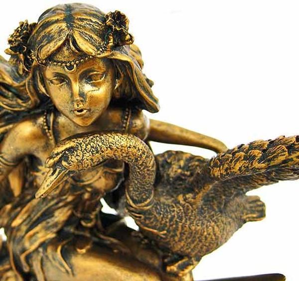 Bronzed Finish Crescent Moon Fairy Statue Figure  