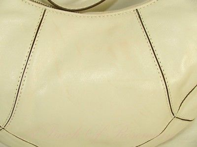 Michael Kors Brookville Leather Large Shoulder Hobo Purse Bag Vanilla 