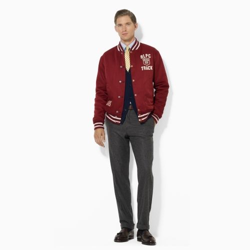 New POLO RALPH LAUREN   Burnham Reversible Wool Varsity Jacket 