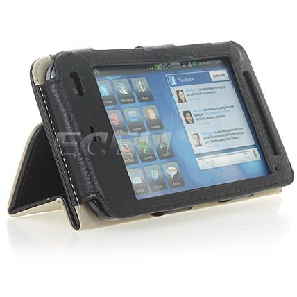 LUXURY BLACK LEATHER CASE COVER & STAND FOR DELL STREAK  