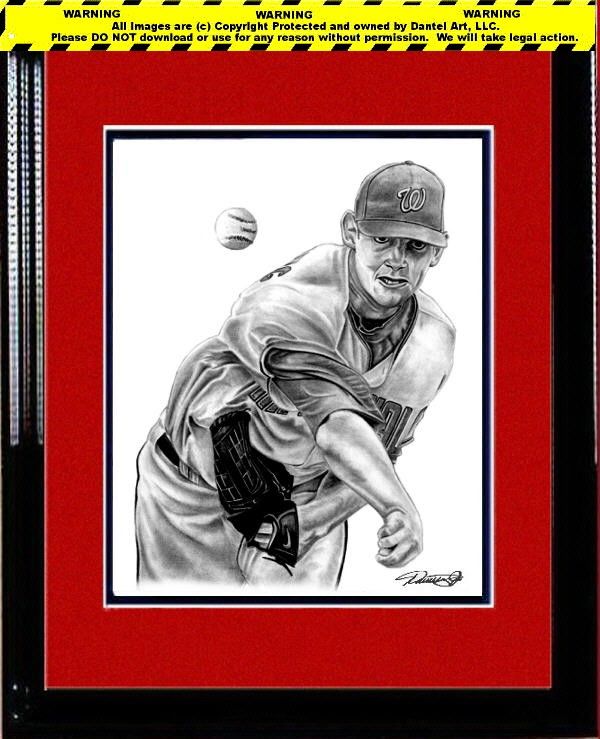 STEPHEN STRASBURG LITHOGRAPH POSTER IN NATIONALS JERSEY  