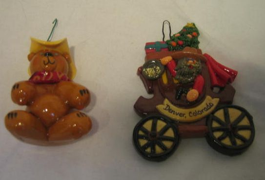 cowboy bear stagecoach DOUGH ornaments Christmas VTG  