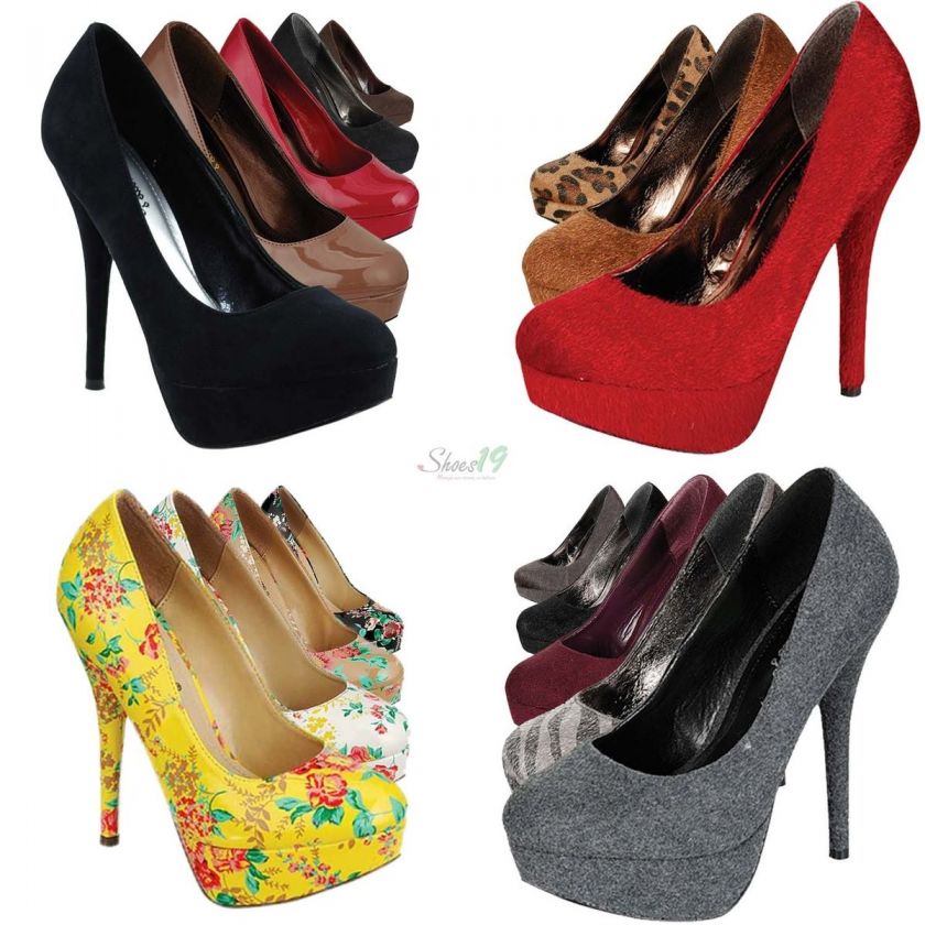   Patent Floral High Heels Dress Sandals Clubs Round Toe Pumps Shoes