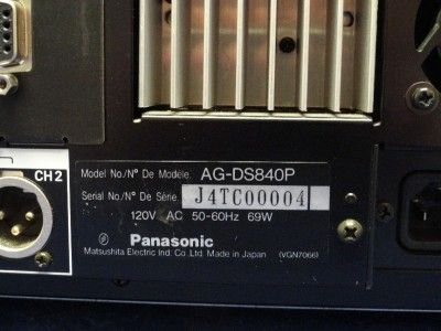 Panasonic AG DS840 Video Cassette Recorder CDC T54  