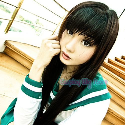 Inuyasha Kagome Higurashi Cosplay Straight Black Wig  