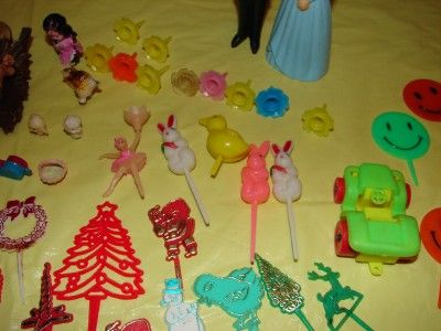 VINTAGE HUGE LOT OF CAKE TOPPERS AND DECORATIONS  