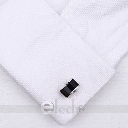 New Fashion Men`s Classic Silver Framed Black Onyx Wedding Cufflinks 