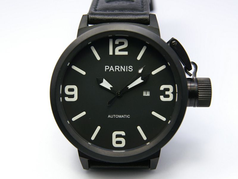 260 PARNIS 50MM CLASSICO PVD AUTO JUMBO XXL WATCH BLACK  