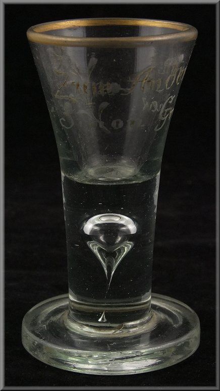 18th Century German Memorial Engraved Firing Glass  